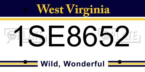1SE8652 West Virginia License Plate