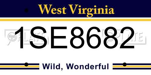 1SE8682 West Virginia License Plate