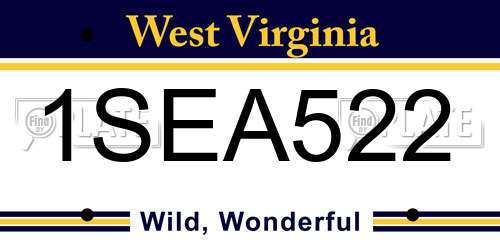 1SEA522 West Virginia License Plate