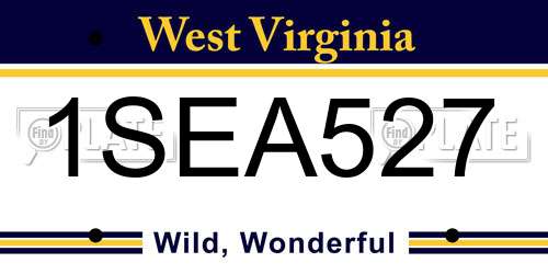 1SEA527 West Virginia License Plate