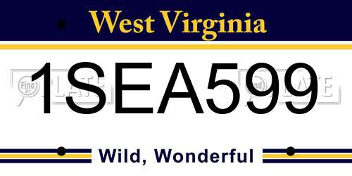 1SEA599 West Virginia License Plate