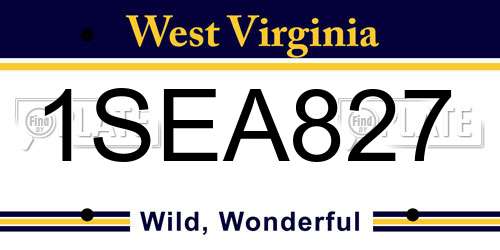 1SEA827 West Virginia License Plate