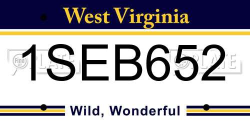 1SEB652 West Virginia License Plate