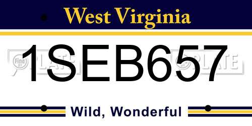 1SEB657 West Virginia License Plate