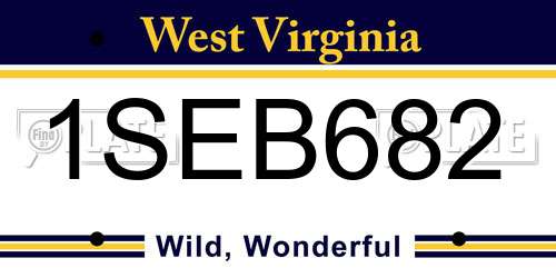 1SEB682 West Virginia License Plate