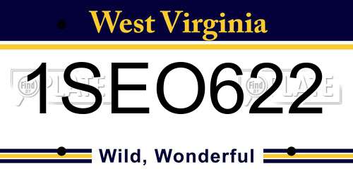 1SEO622 West Virginia License Plate
