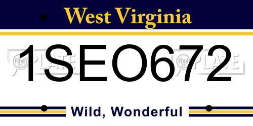 1SEO672 West Virginia License Plate