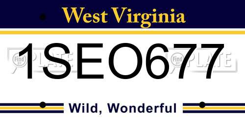1SEO677 West Virginia License Plate