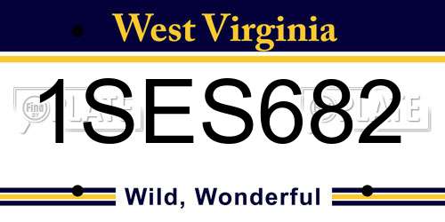 1SES682 West Virginia License Plate