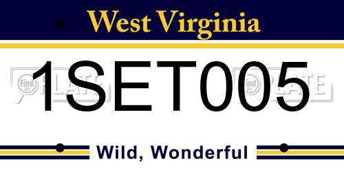 1SET005 West Virginia License Plate