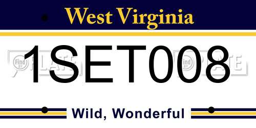 1SET008 West Virginia License Plate