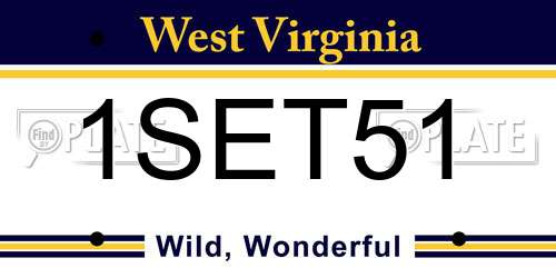 1SET51 West Virginia License Plate