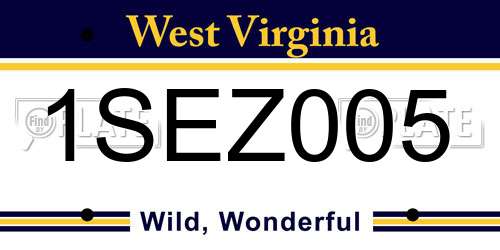 1SEZ005 West Virginia License Plate
