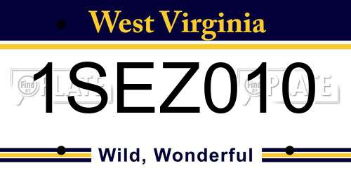 1SEZ010 West Virginia License Plate