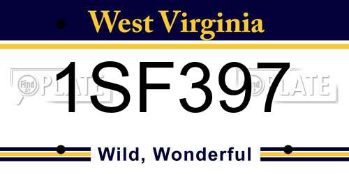 1SF397 West Virginia License Plate