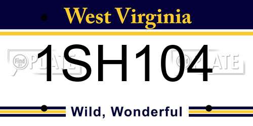 1SH104 West Virginia License Plate