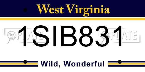 1SIB831 West Virginia License Plate