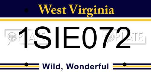 1SIE072 West Virginia License Plate