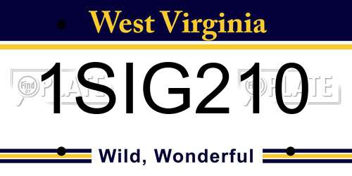 1SIG210 West Virginia License Plate