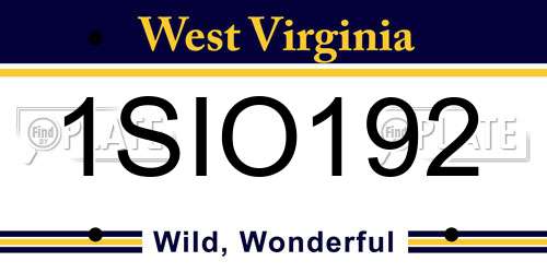 1SIO192 West Virginia License Plate