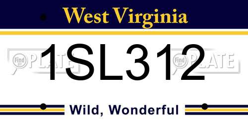 1SL312 West Virginia License Plate