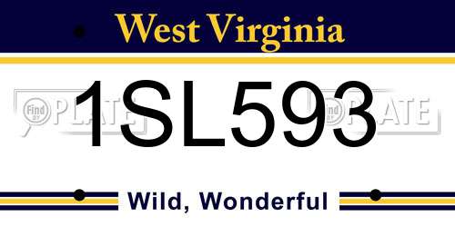 1SL593 West Virginia License Plate