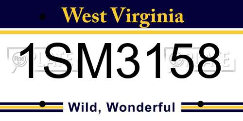 1SM3158 West Virginia License Plate