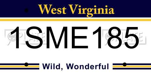 1SME185 West Virginia License Plate