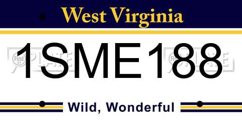 1SME188 West Virginia License Plate