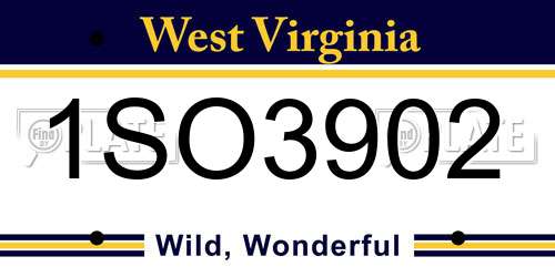 1SO3902 West Virginia License Plate