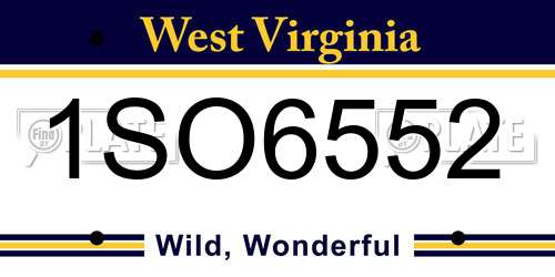 1SO6552 West Virginia License Plate
