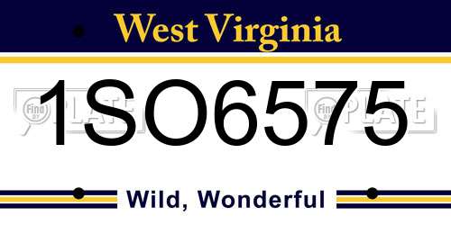 1SO6575 West Virginia License Plate