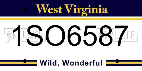1SO6587 West Virginia License Plate