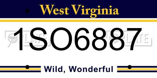 1SO6887 West Virginia License Plate