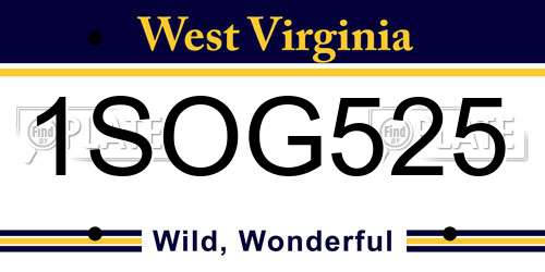 1SOG525 West Virginia License Plate
