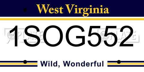 1SOG552 West Virginia License Plate
