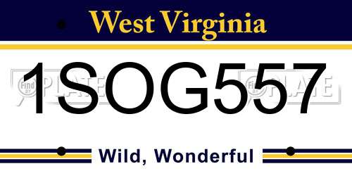 1SOG557 West Virginia License Plate