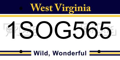 1SOG565 West Virginia License Plate