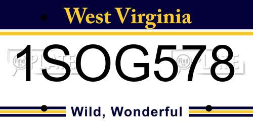 1SOG578 West Virginia License Plate