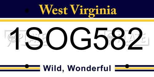 1SOG582 West Virginia License Plate