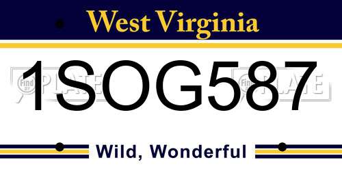 1SOG587 West Virginia License Plate