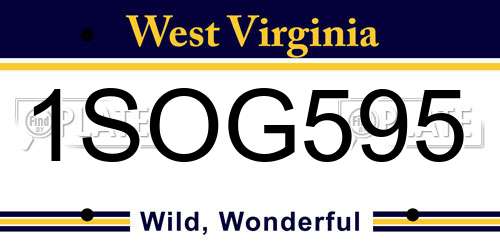 1SOG595 West Virginia License Plate