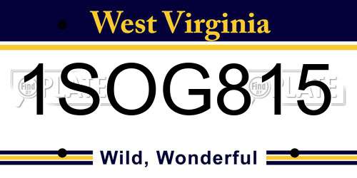 1SOG815 West Virginia License Plate
