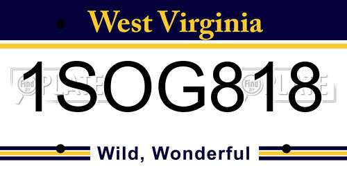 1SOG818 West Virginia License Plate