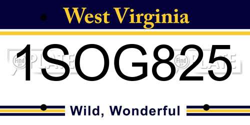 1SOG825 West Virginia License Plate