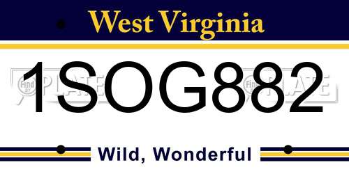 1SOG882 West Virginia License Plate