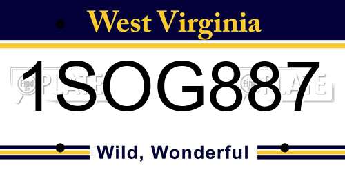 1SOG887 West Virginia License Plate