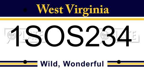 1SOS234 West Virginia License Plate