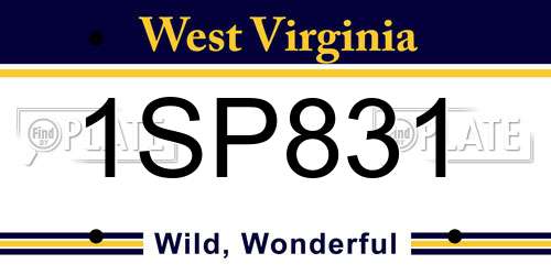 1SP831 West Virginia License Plate