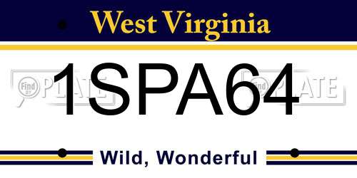1SPA64 West Virginia License Plate